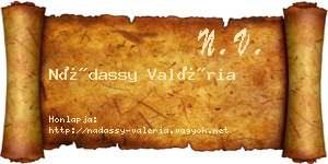 Nádassy Valéria névjegykártya