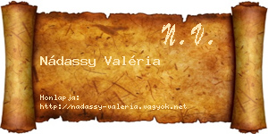 Nádassy Valéria névjegykártya